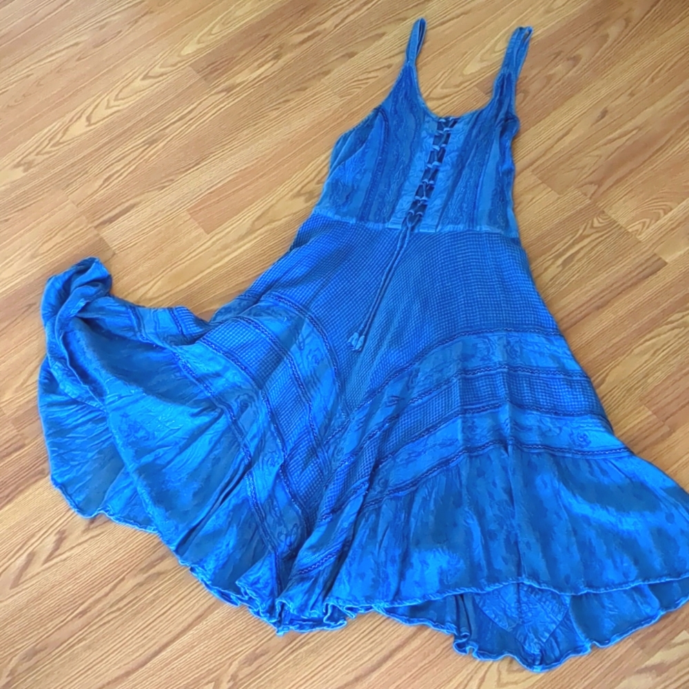 Bohemian lace front fit and flare dress